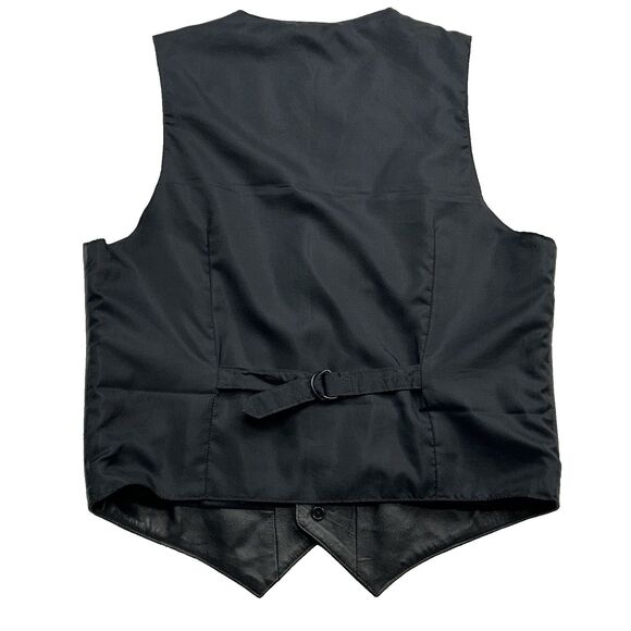 Wilsons Leather Vest Men's M Black Pockets Cinch Biker Motorcycle Y2K 90s - Picture 4 of 8